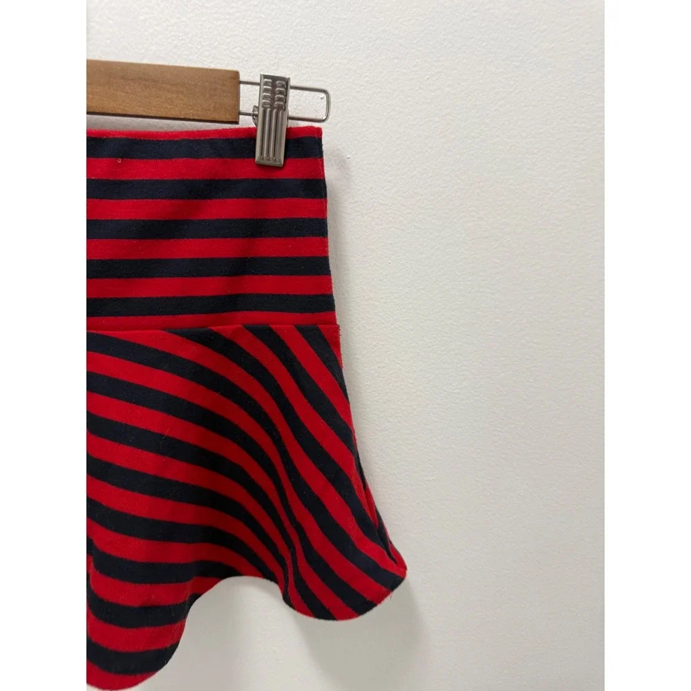 Polo Ralph Lauren Girls Red Navy Blue Striped Knit Skirt Size M 8-10